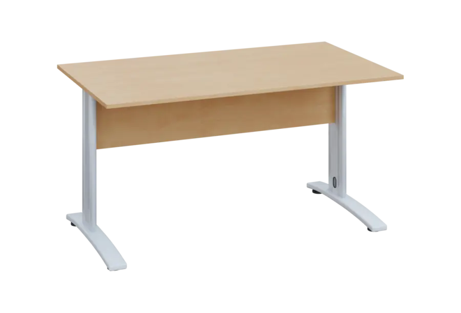 EPK 28 - 14 stůl kancelářský, kovová podnož bílá, deska 25 mm, široký 1400 mm, bříza irská